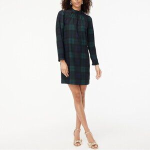 Ruffle neck shift dress in Black Watch plaid